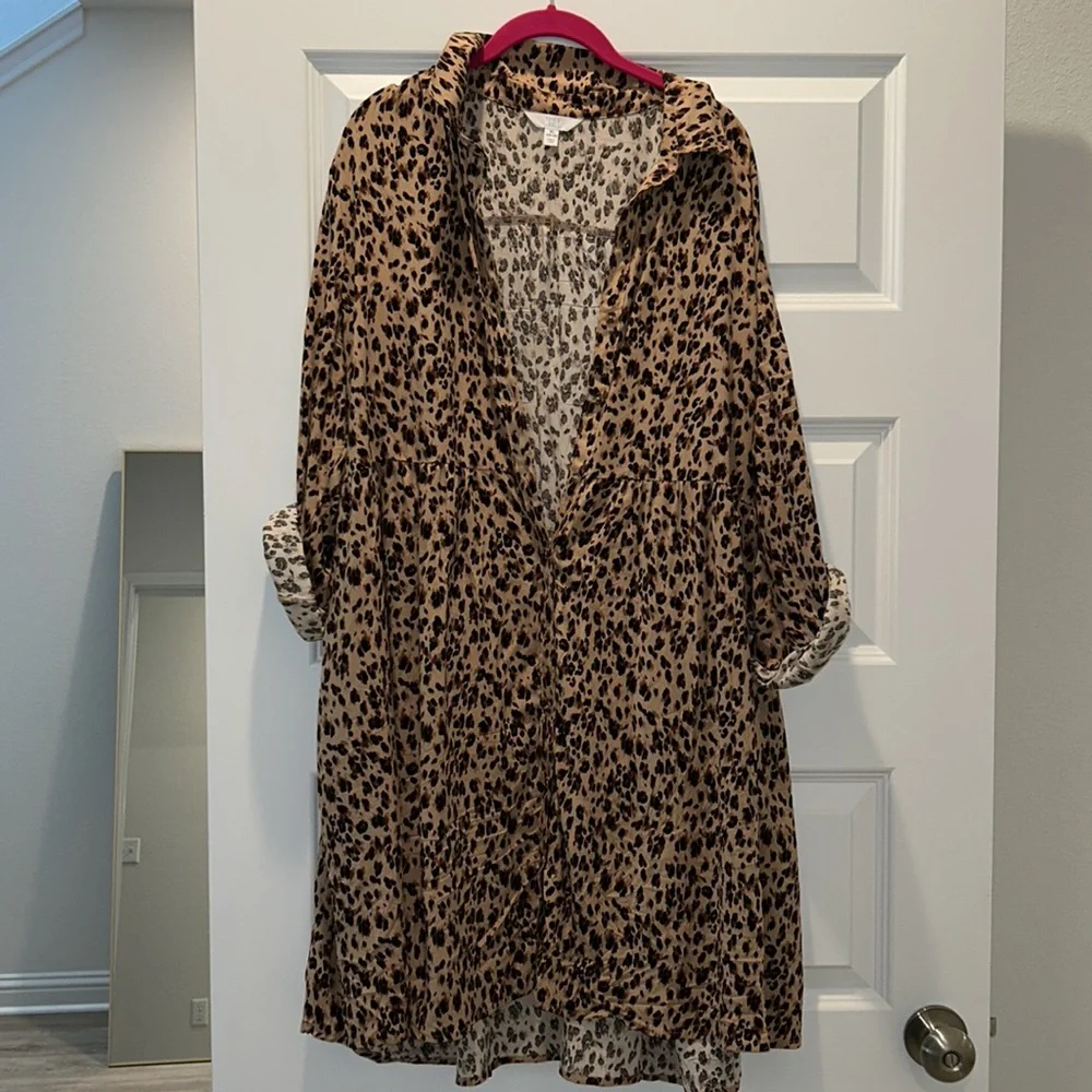 Cheetah Print 100% Rayon Dress size 16/18 - Picture 3 of 3